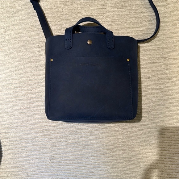 Portland Leather Mini Crossbody Tote Bag- Deep Water - Picture 2 of 7